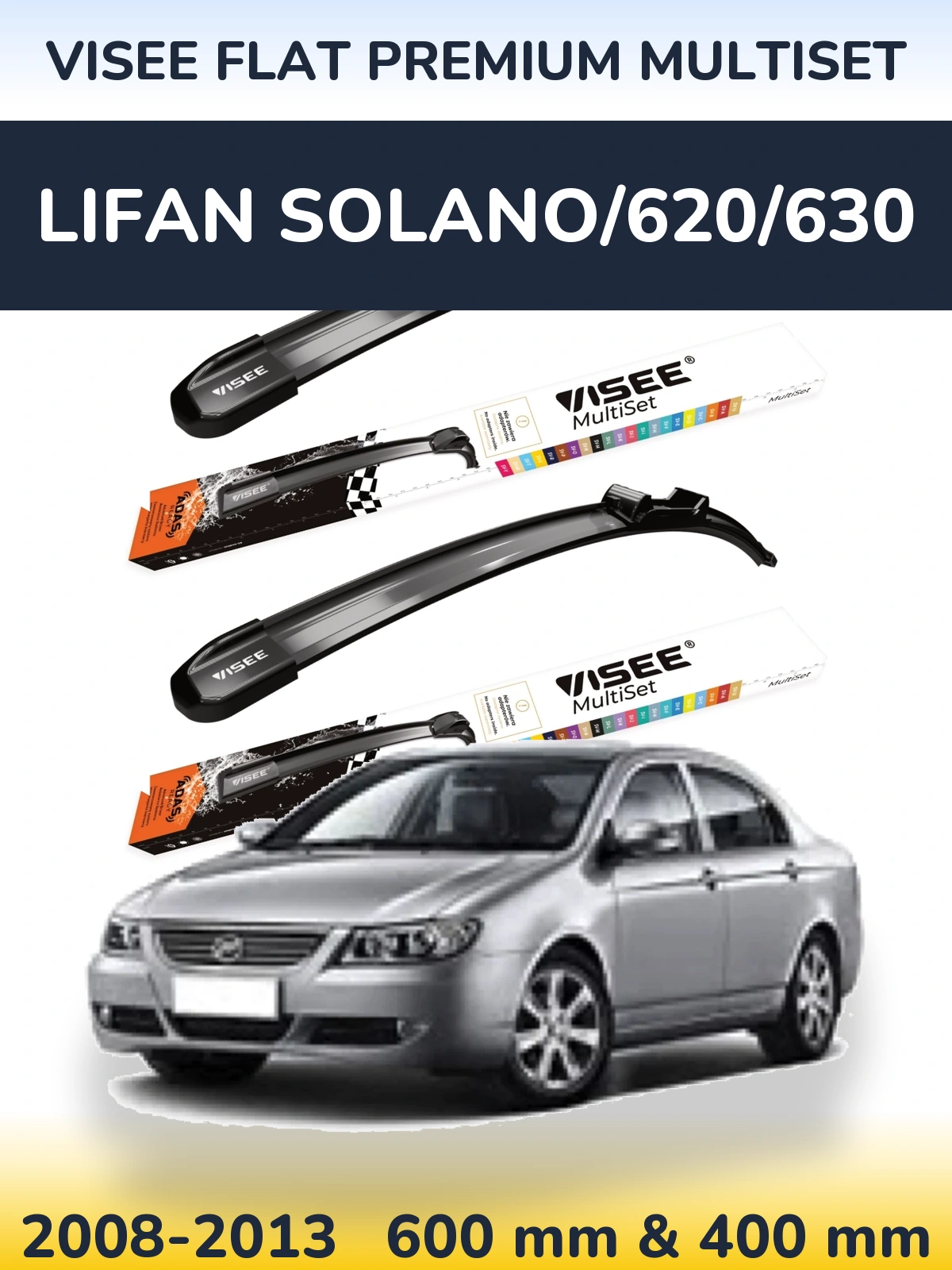 Torkarblad VISEE FLAT PREMIUM MultiSet för Lifan Solano/620/630