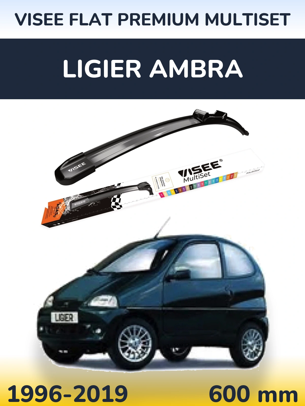 Передний дворник VISEE FLAT PREMIUM MultiSet 600 мм для Ligier Ambra 1996-2019