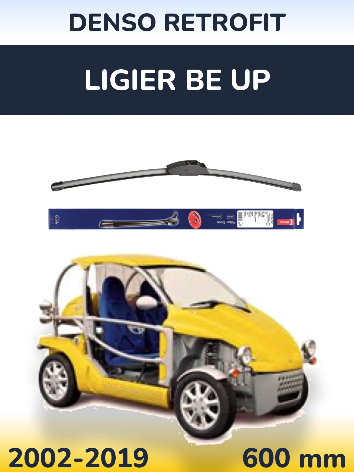 Передний дворник Denso Retrofit 600 мм для Ligier Be Up 2002-2019