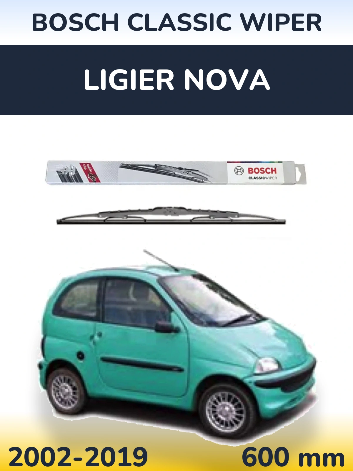 Передня щітка BOSCH Classic Wiper 600 мм для Ligier Nova 2002-2019