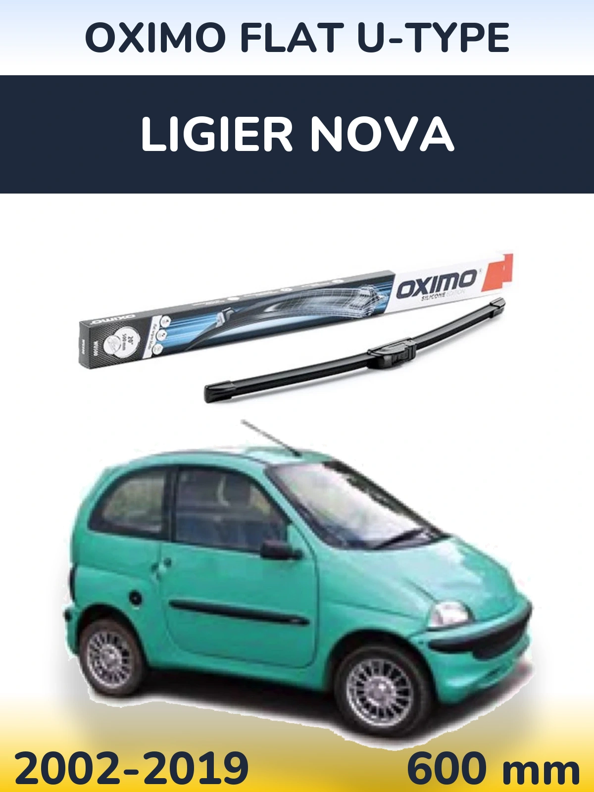 Передний дворник Oximo Flat U-type 600 мм для Ligier Nova 2002-2019