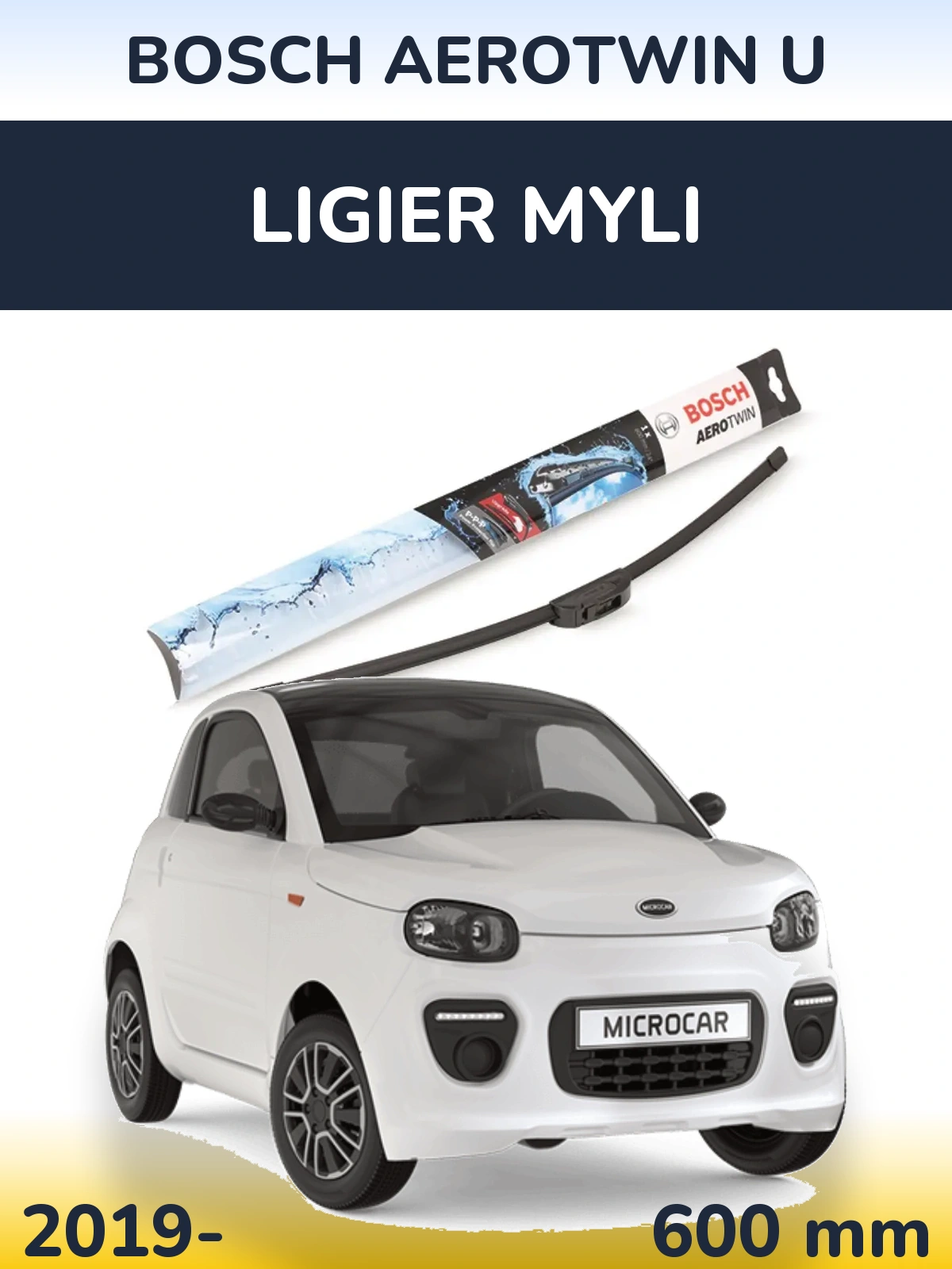 Передня щітка BOSCH AeroTwin U 600 мм для Ligier Myli 2019-2026