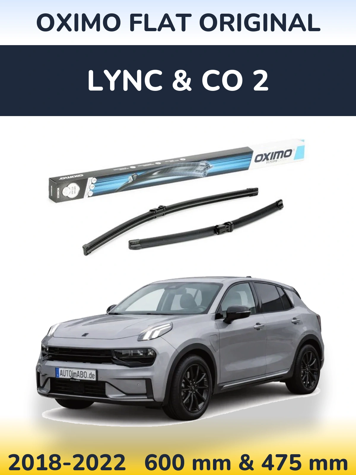 Комплект передних дворников Oximo Flat Original 600 & 475 мм для Lync & Co 2 2018-2022