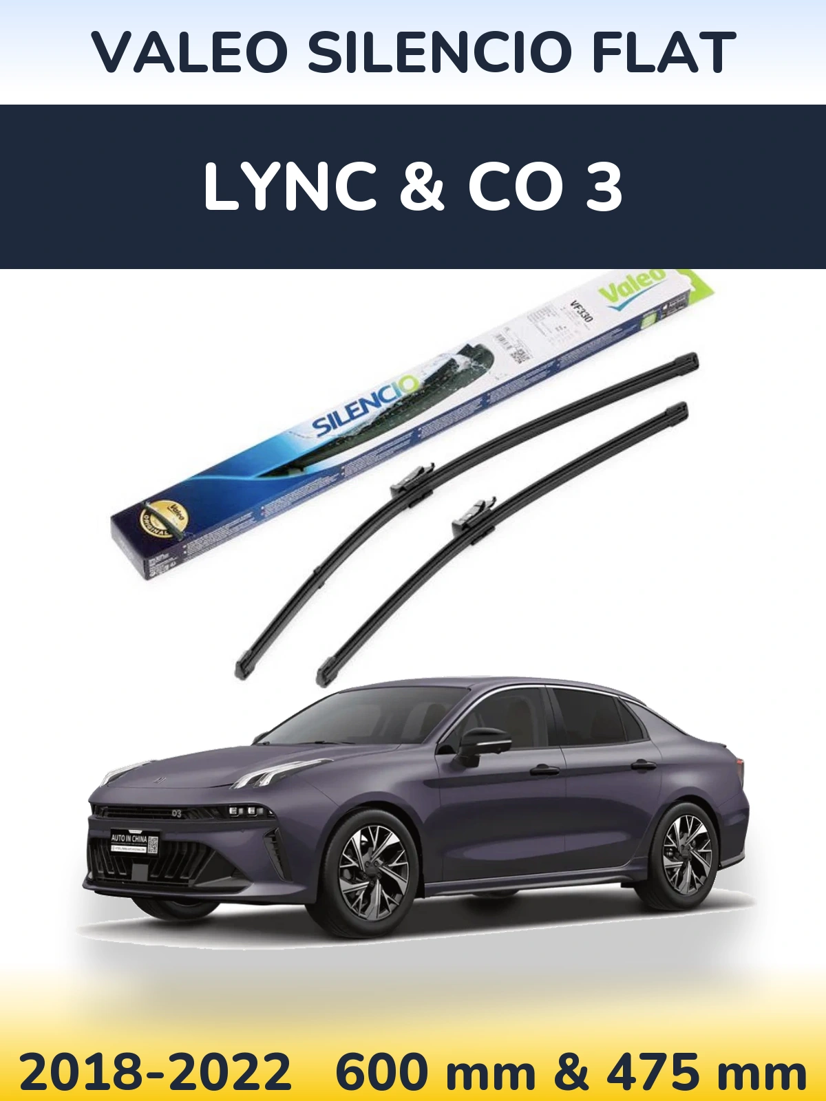 Torkarblad Valeo Silencio Flat för Lync & Co 3