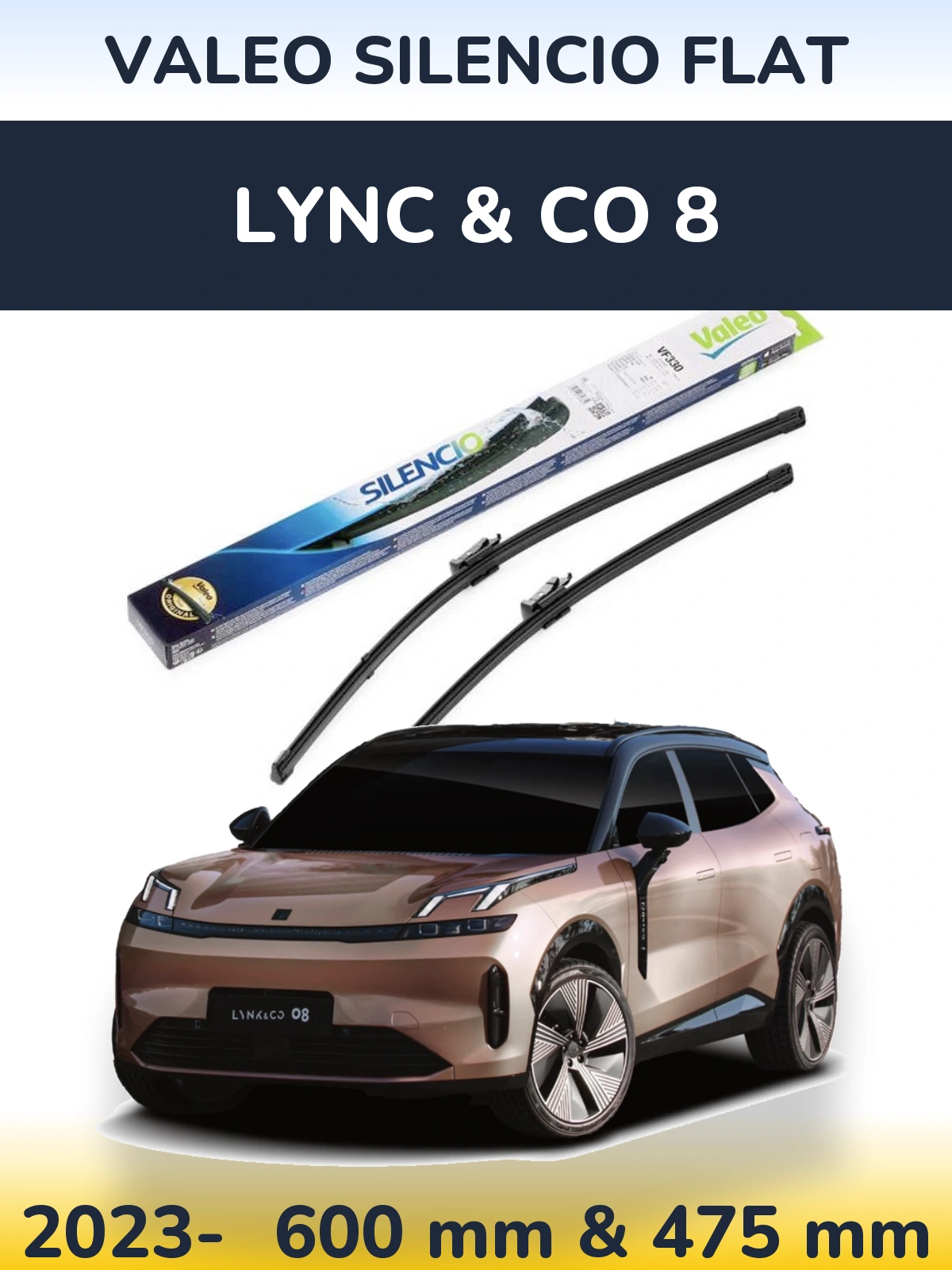 Torkarblad Valeo Silencio Flat för Lync & Co 8