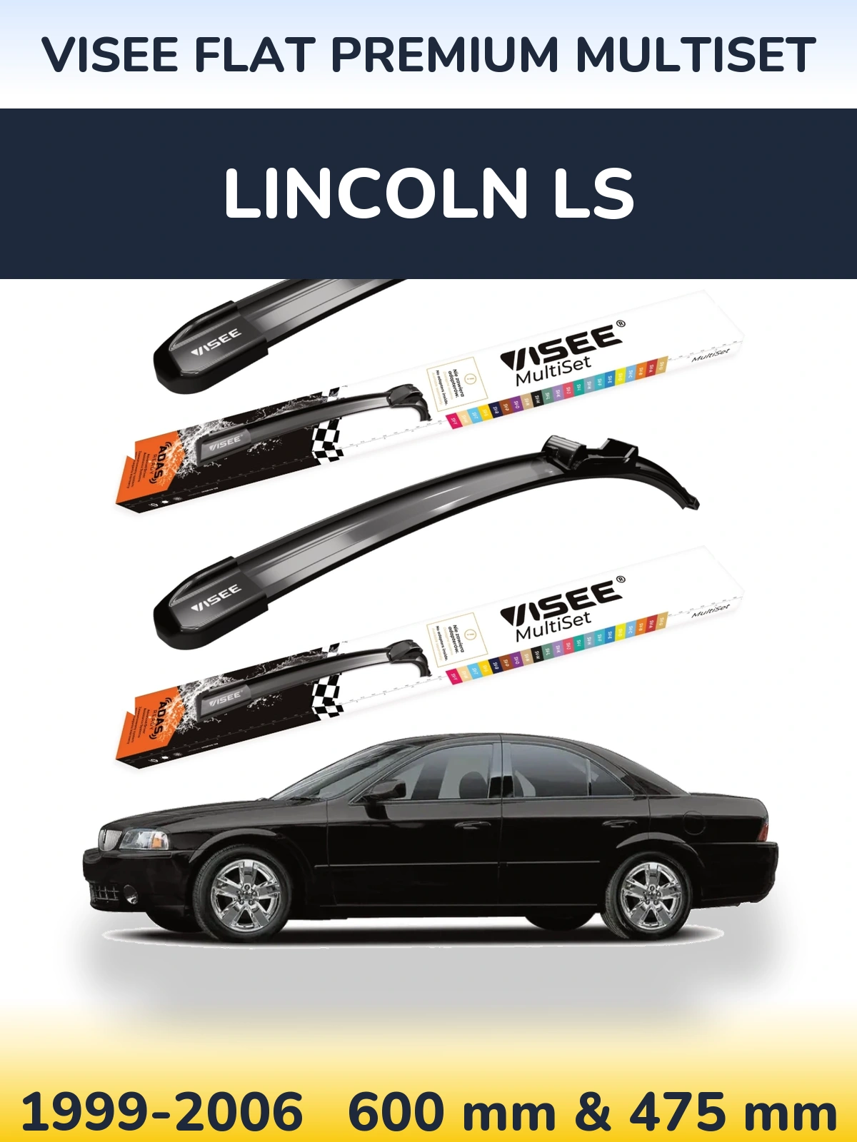 Torkarblad VISEE FLAT PREMIUM MultiSet för Lincoln LS