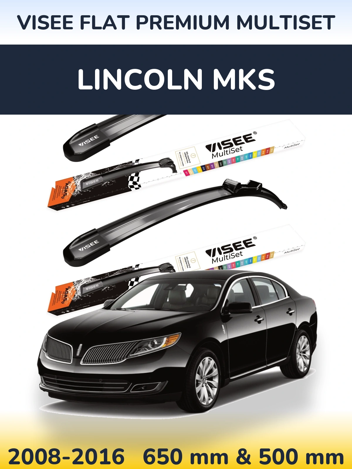 Torkarblad VISEE FLAT PREMIUM MultiSet för Lincoln MKS