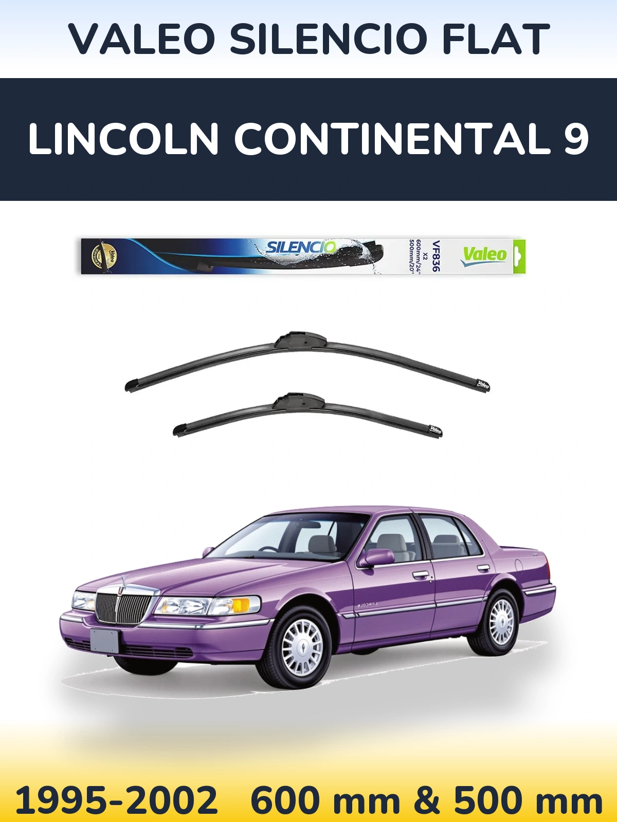 Torkarblad Valeo Silencio Flat för Lincoln Continental 9
