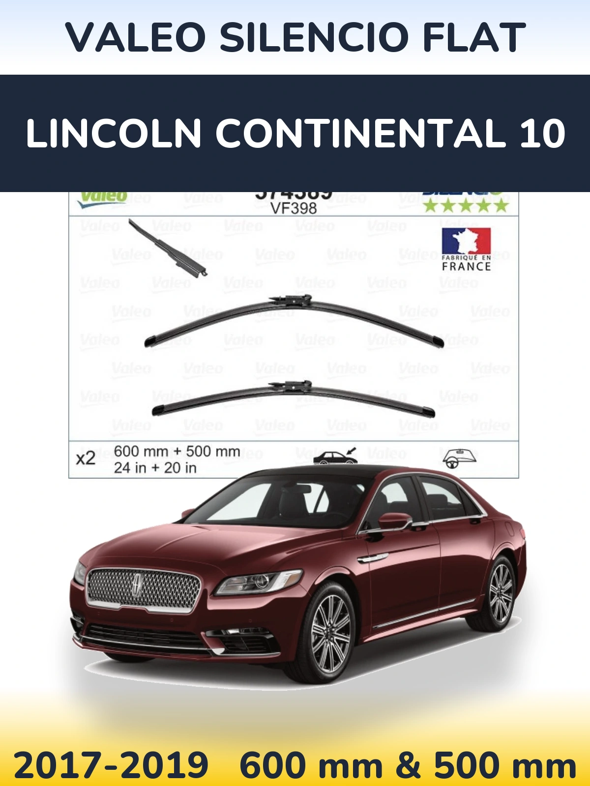 Torkarblad Valeo Silencio Flat för Lincoln Continental 10