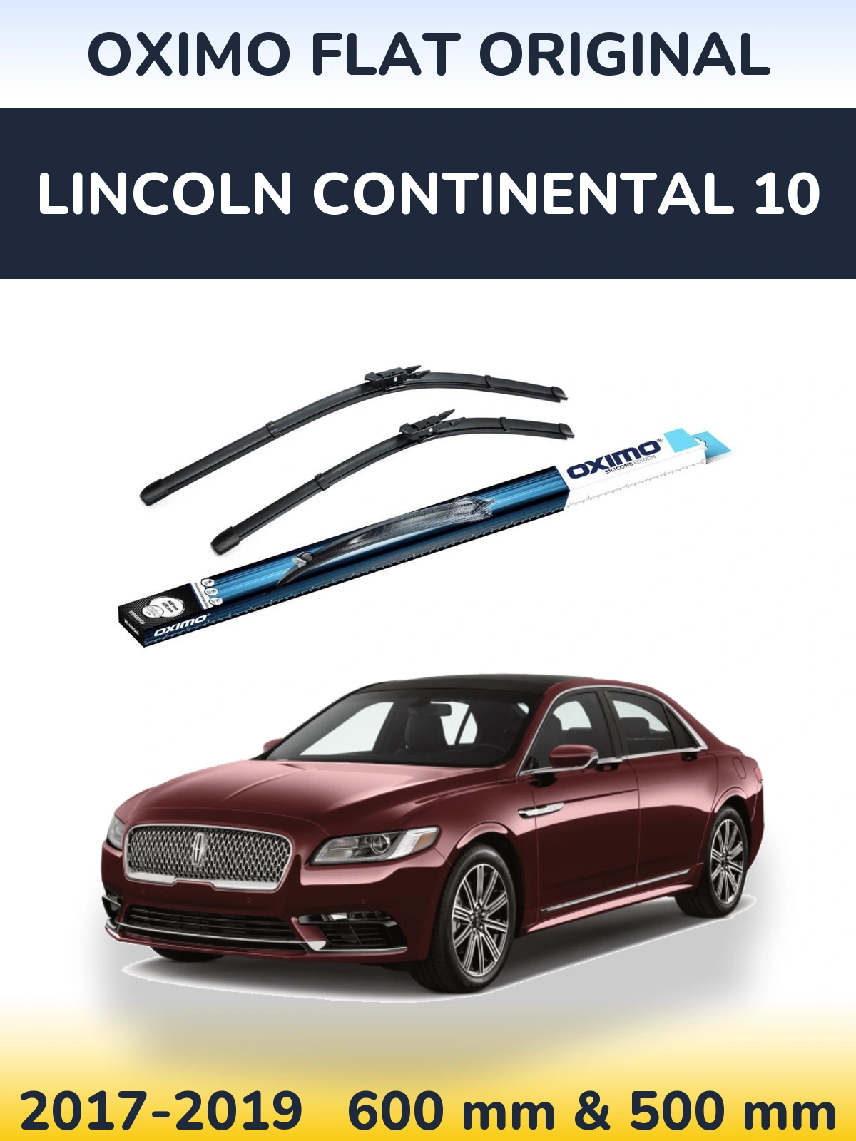 Комплект передних дворников Oximo Flat Original 600 & 500 мм для Lincoln Continental 10 2017-2019