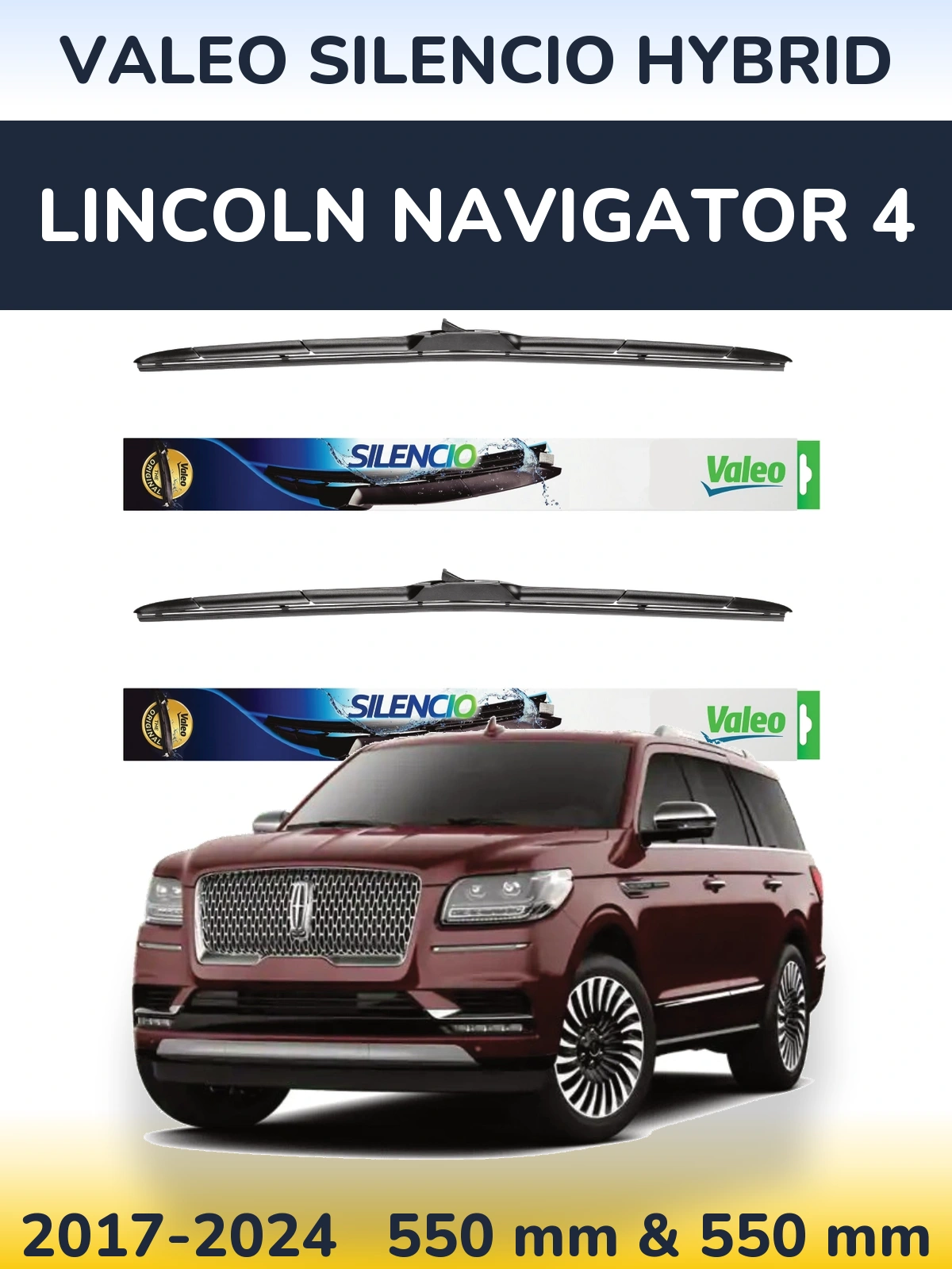 Torkarblad Valeo Silencio Hybrid för Lincoln Navigator 4
