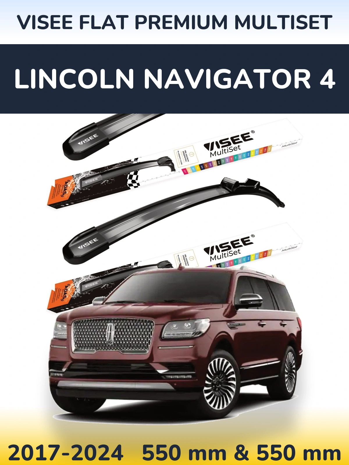 Torkarblad VISEE FLAT PREMIUM MultiSet för Lincoln Navigator 4