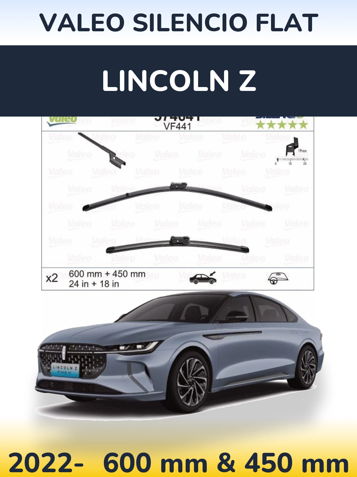 Torkarblad Valeo Silencio Flat för Lincoln Z