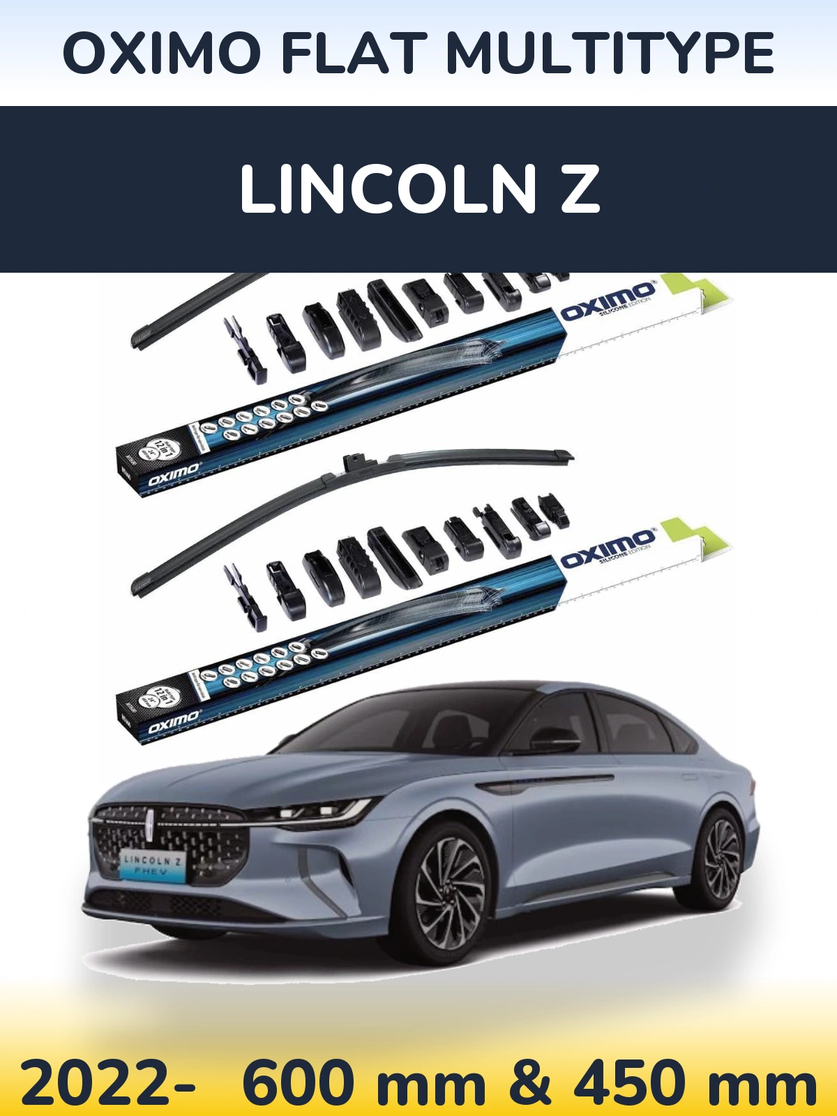 Комплект передних дворников Oximo Flat MultiТипe 600 & 450 мм для Lincoln Z 2022-2026