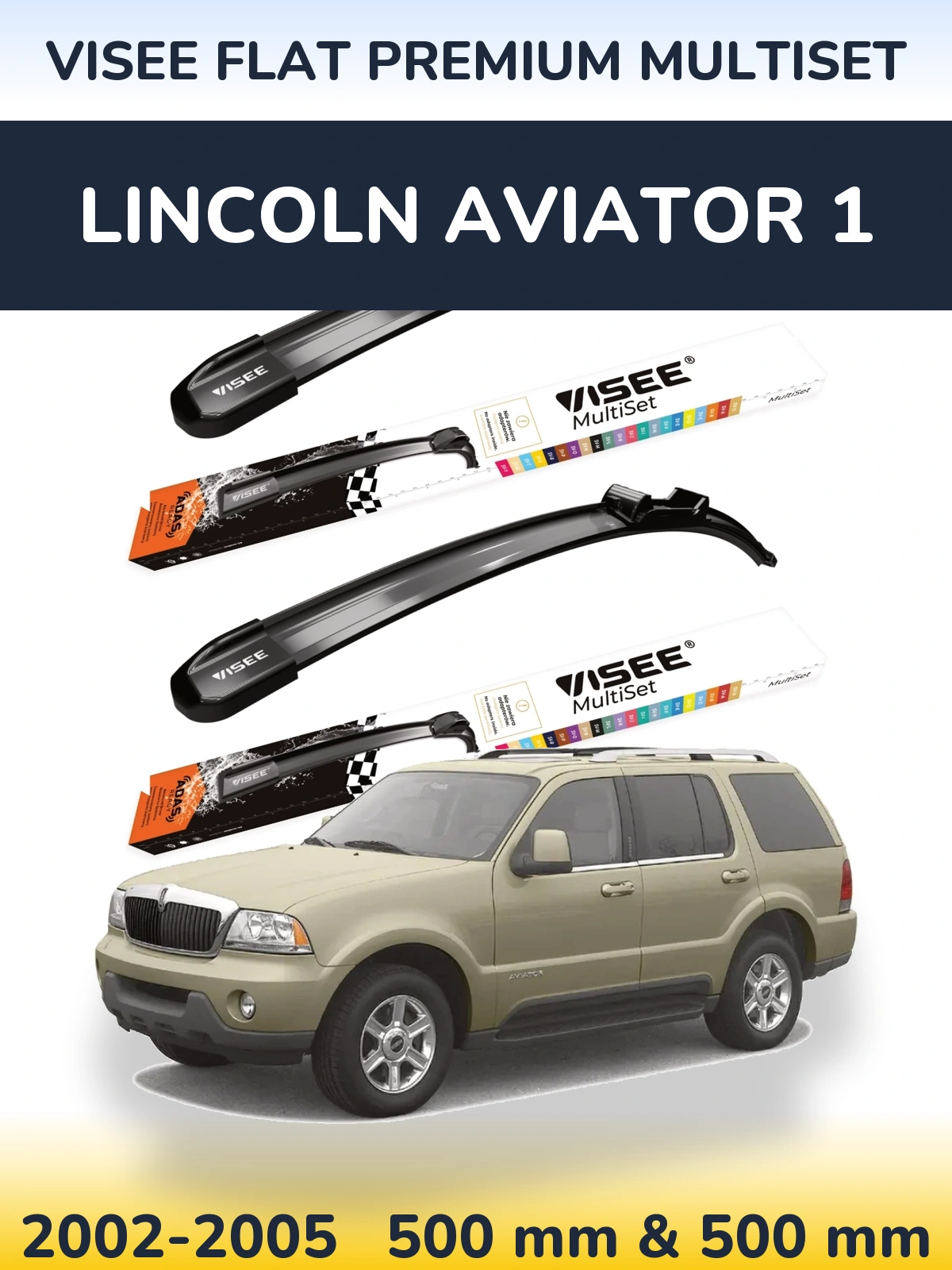 Torkarblad VISEE FLAT PREMIUM MultiSet för Lincoln Aviator 1
