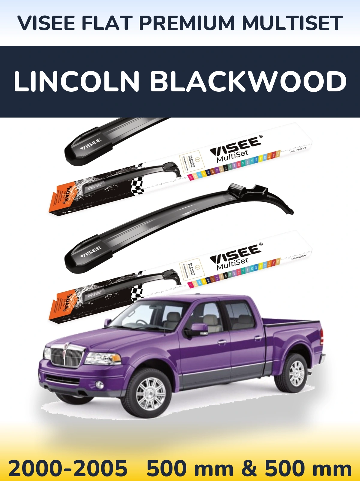 Torkarblad VISEE FLAT PREMIUM MultiSet för Lincoln Blackwood