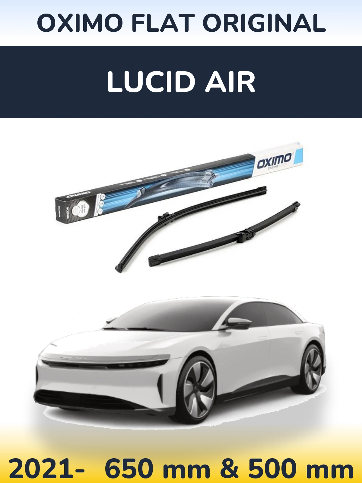 Комплект передних дворников Oximo Flat Original 650 & 500 мм для Lucid Air 2021-2026