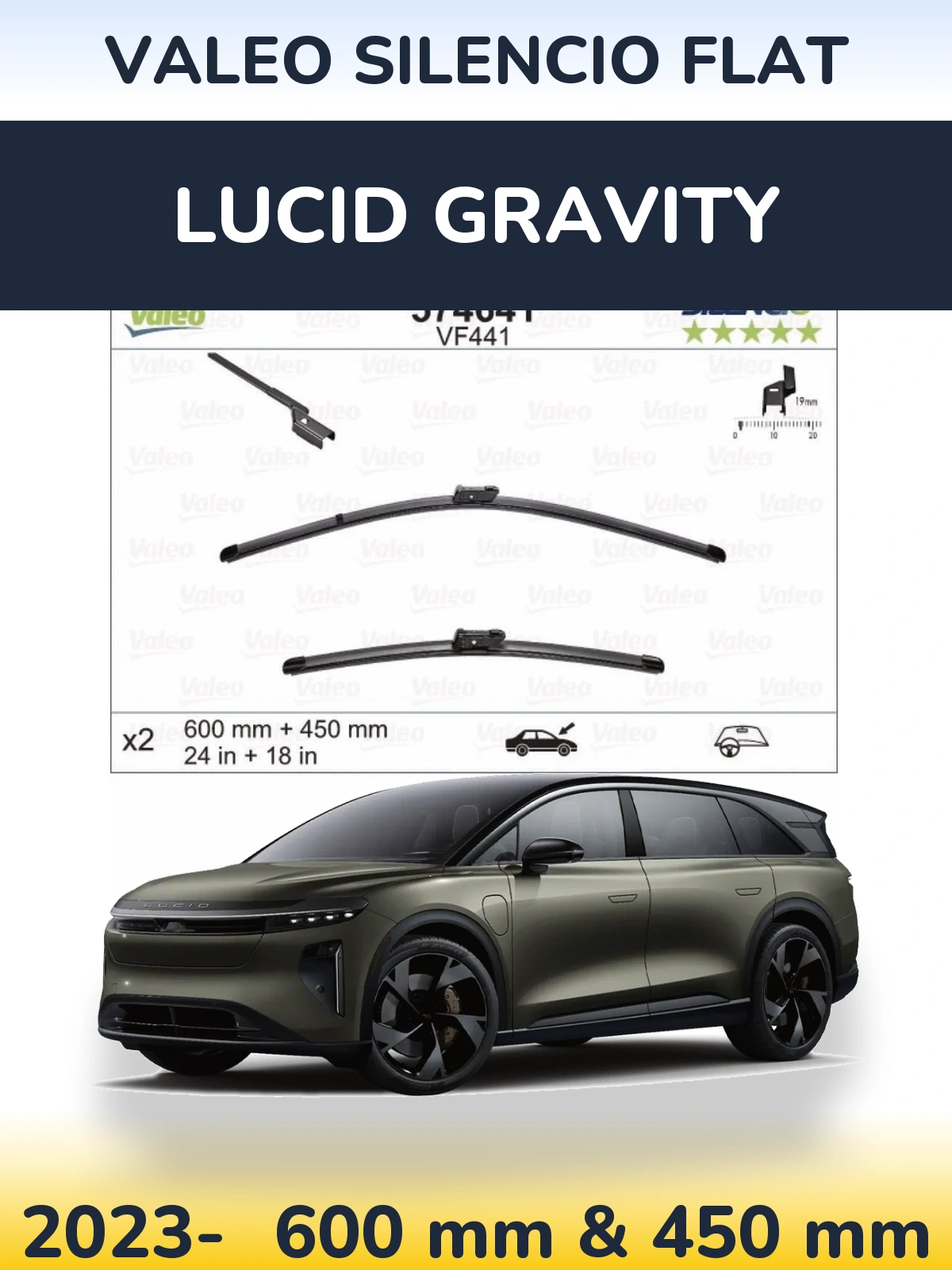 Torkarblad Valeo Silencio Flat för Lucid Gravity