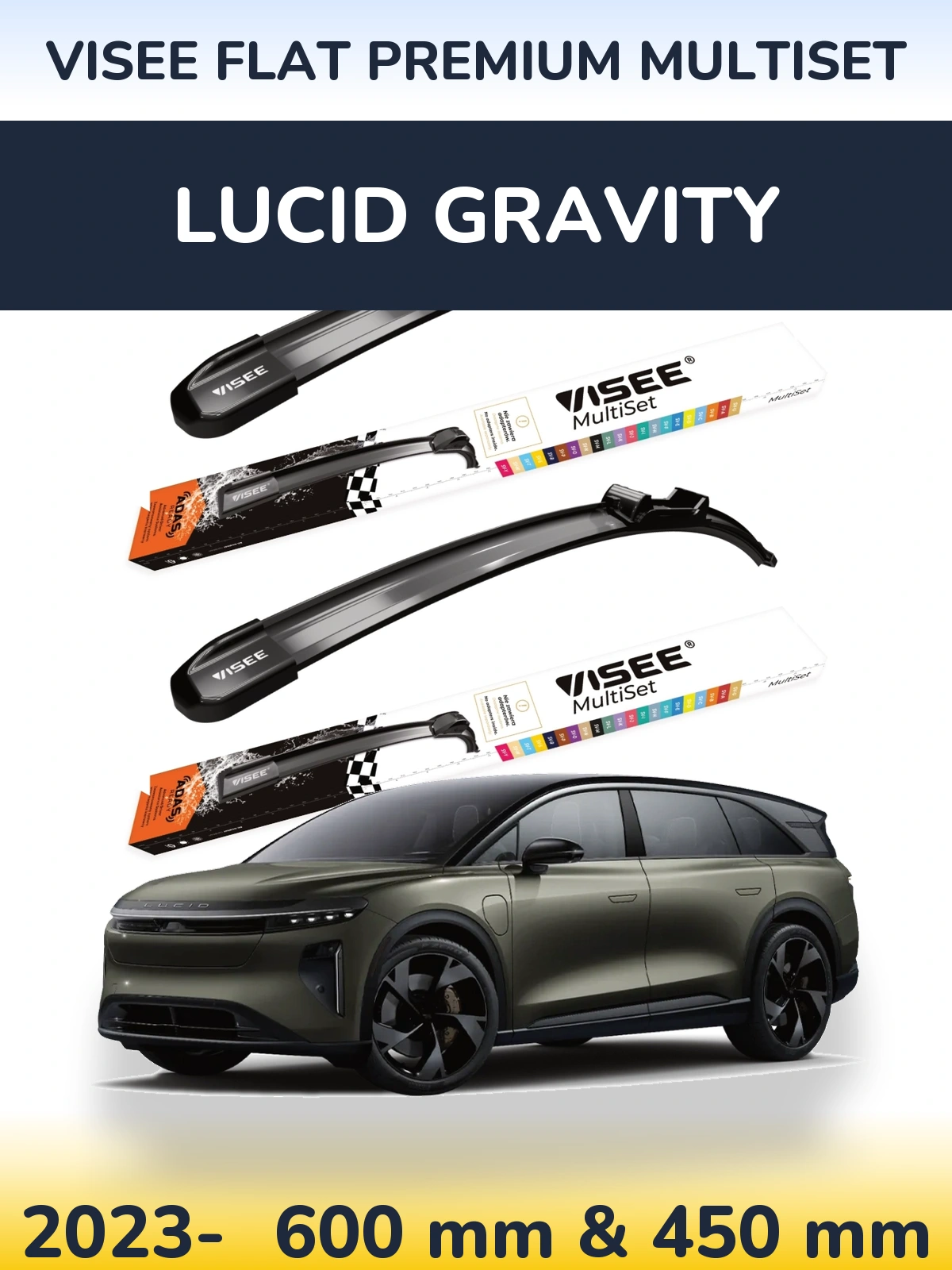 Torkarblad VISEE FLAT PREMIUM MultiSet för Lucid Gravity