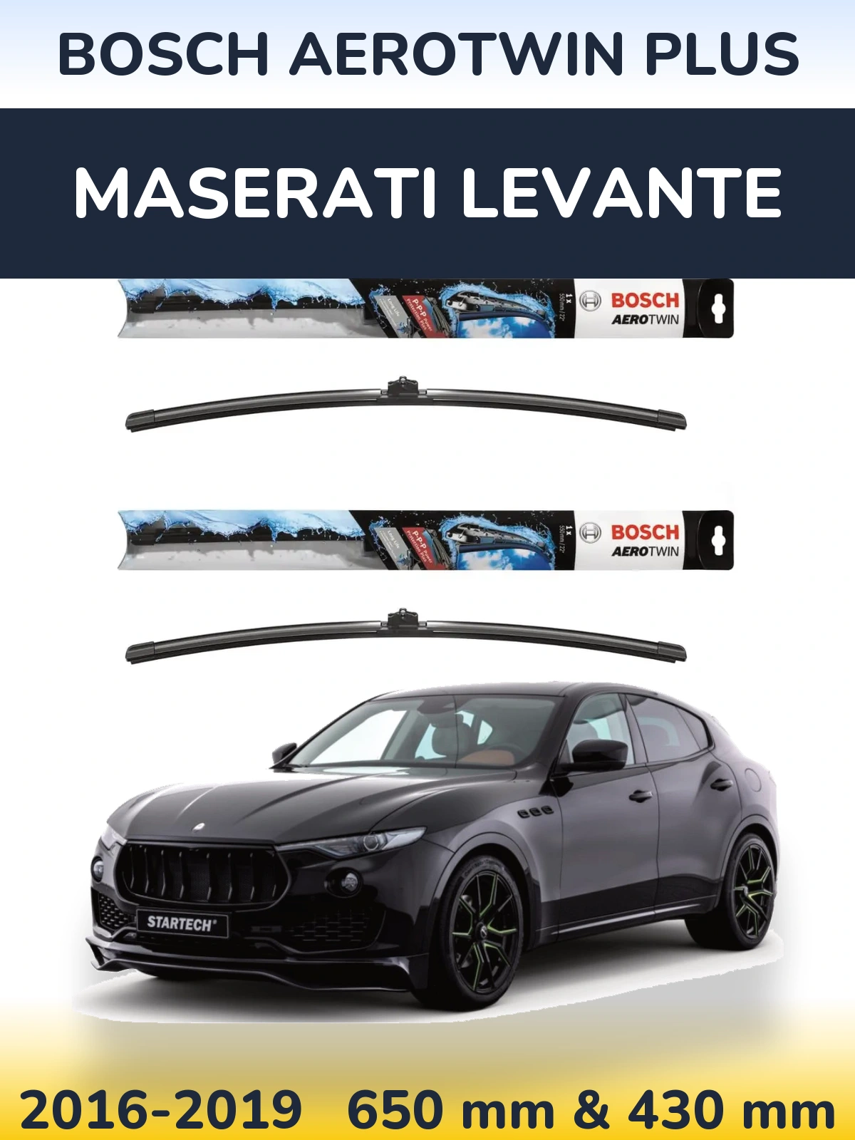 Комплект передніх щіток BOSCH AeroTwin Plus 650 & 430 мм для Maserati Levante 2016-2019