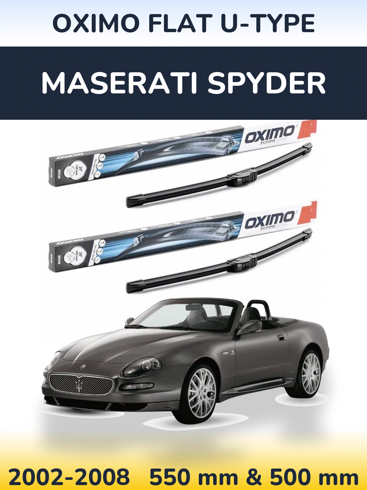 Комплект передних дворников Oximo Flat U-type 550 & 500 мм для Maserati Spyder 2002-2008
