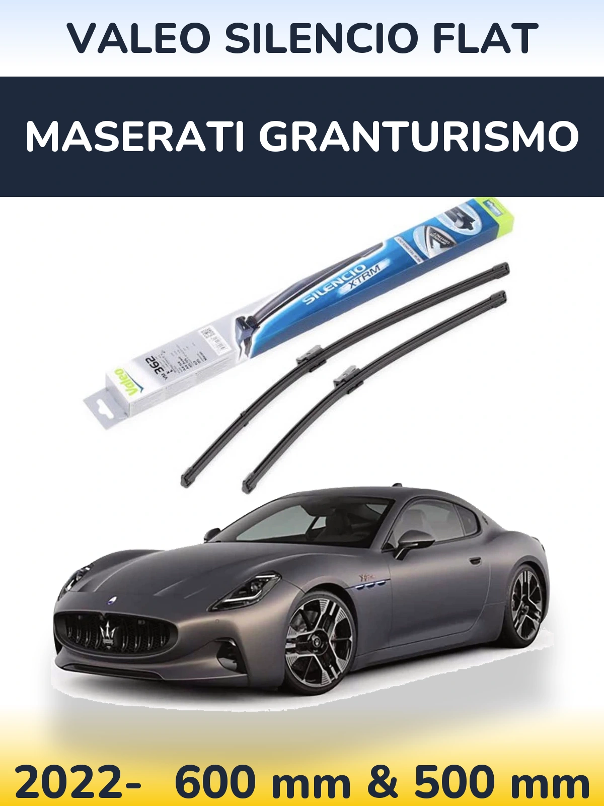 Комплект передніх щіток Valeo Silencio Flat 600 & 500 мм для Maserati GranTurismo 2022-2026