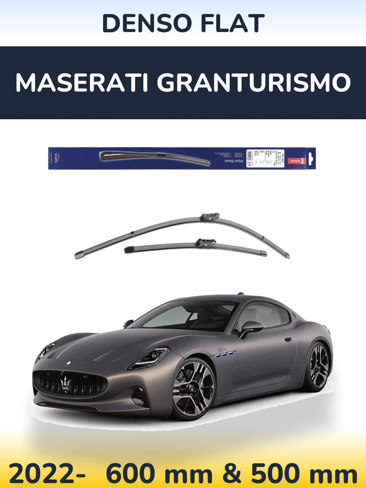 Комплект передніх щіток Denso Flat 600 & 500 мм для Maserati GranTurismo 2022-2026