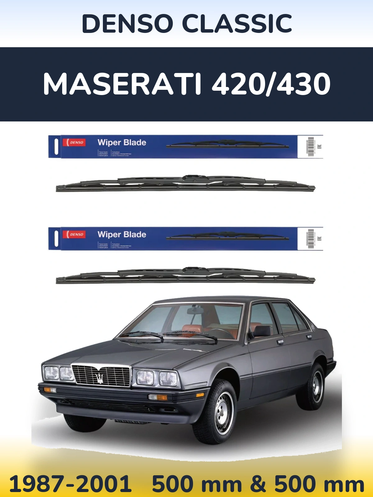 Комплект передніх щіток Denso Classic 500 & 500 мм для Maserati 420/430 1987-2001