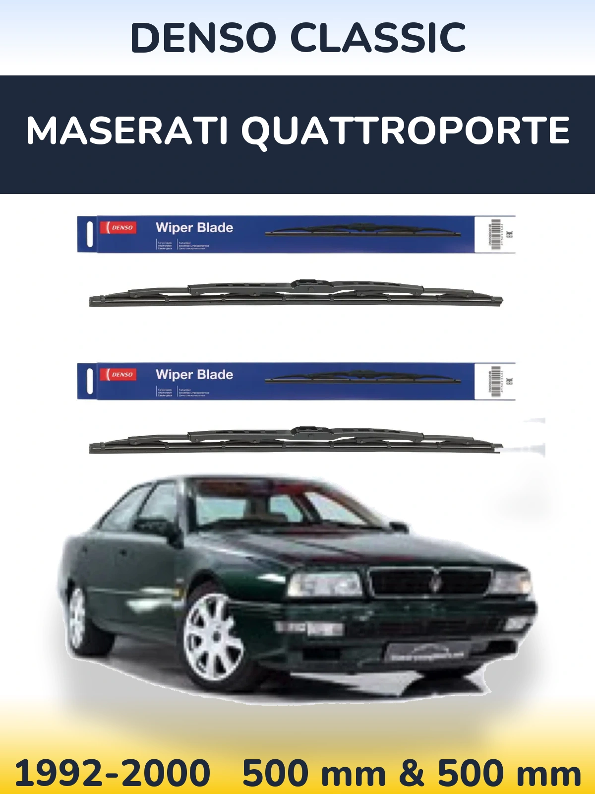 Комплект передних дворников Denso Classic 500 & 500 мм для Maserati Quattroporte 1992-2000