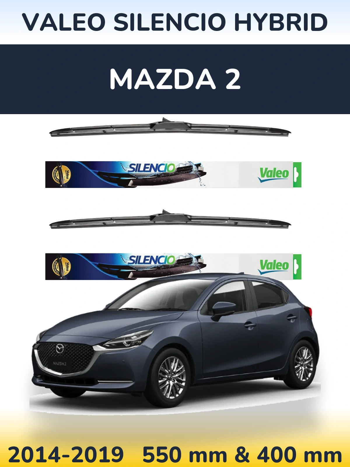 Torkarblad Valeo Silencio Hybrid för Mazda 2