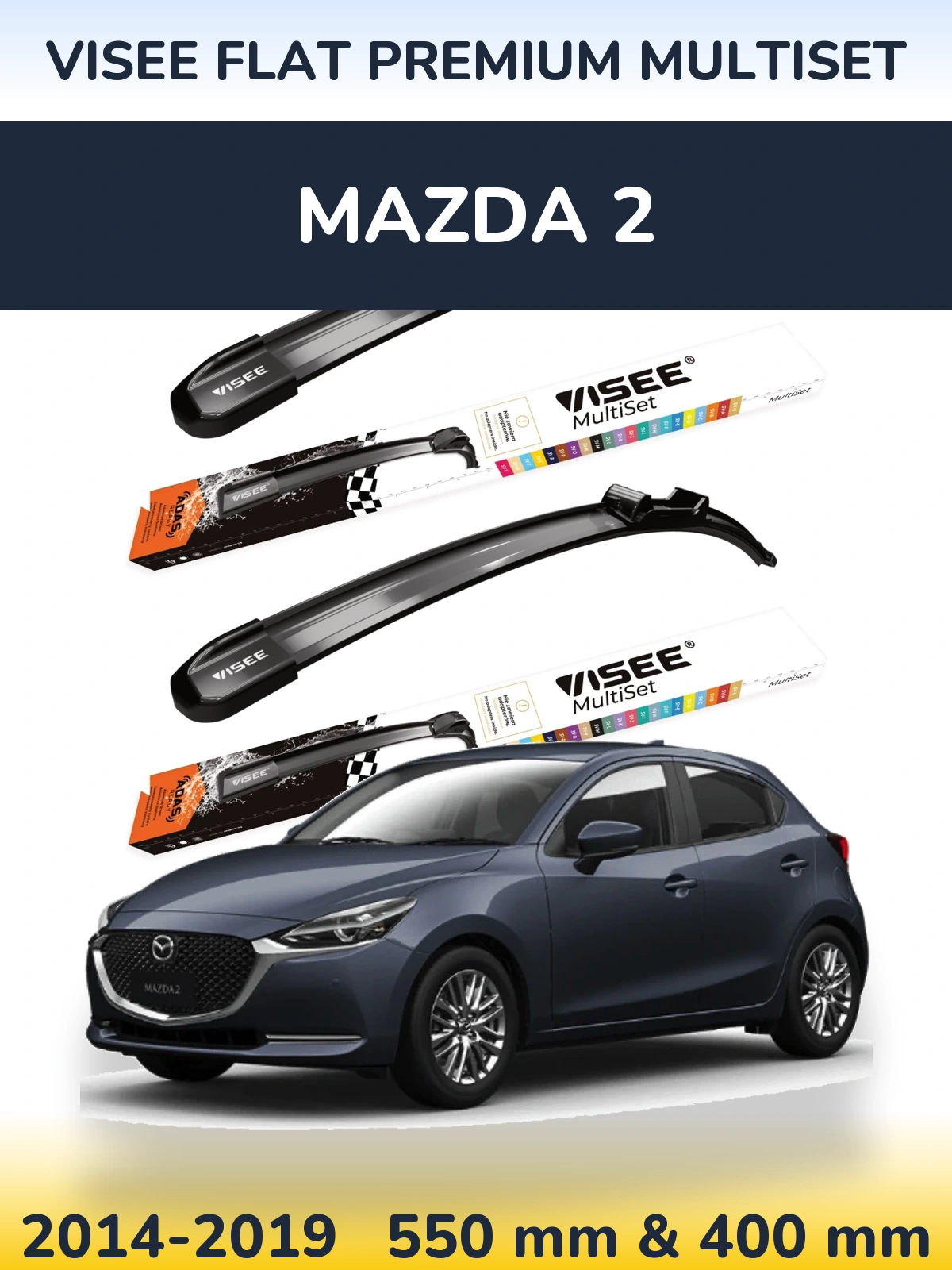Torkarblad VISEE FLAT PREMIUM MultiSet för Mazda 2