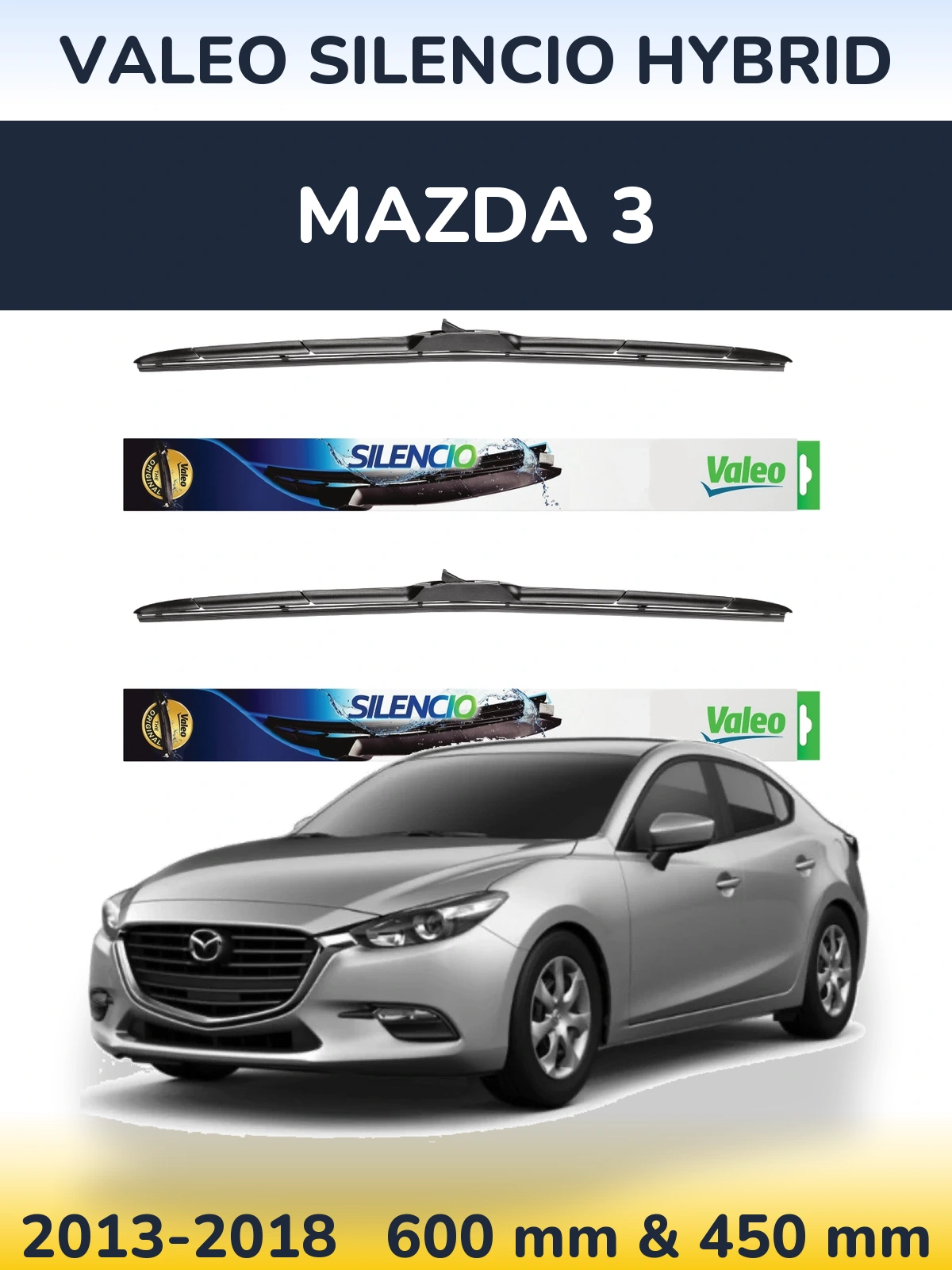Torkarblad Valeo Silencio Hybrid för Mazda 3