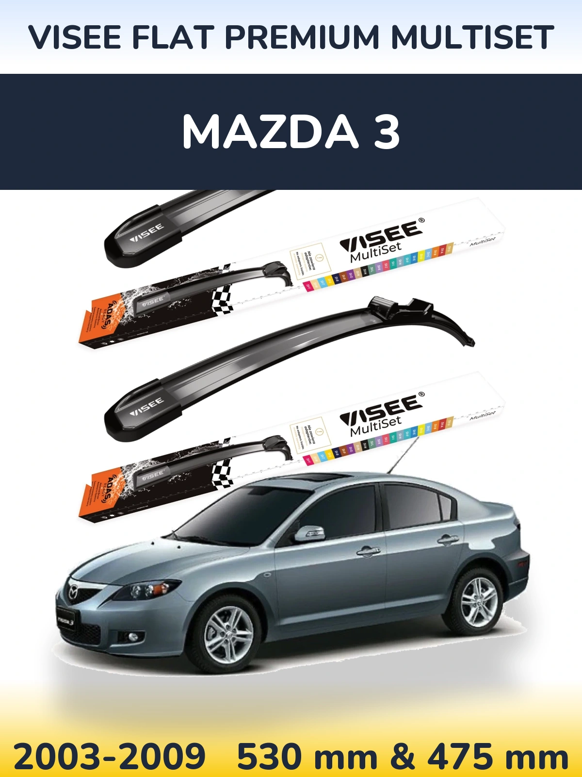 Torkarblad VISEE FLAT PREMIUM MultiSet för Mazda 3