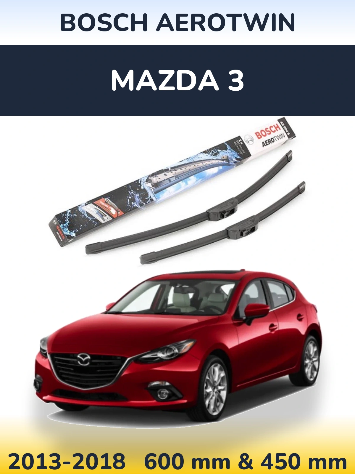 Комплект передніх щіток BOSCH AeroTwin 600 & 450 мм для Mazda 3 2013-2018