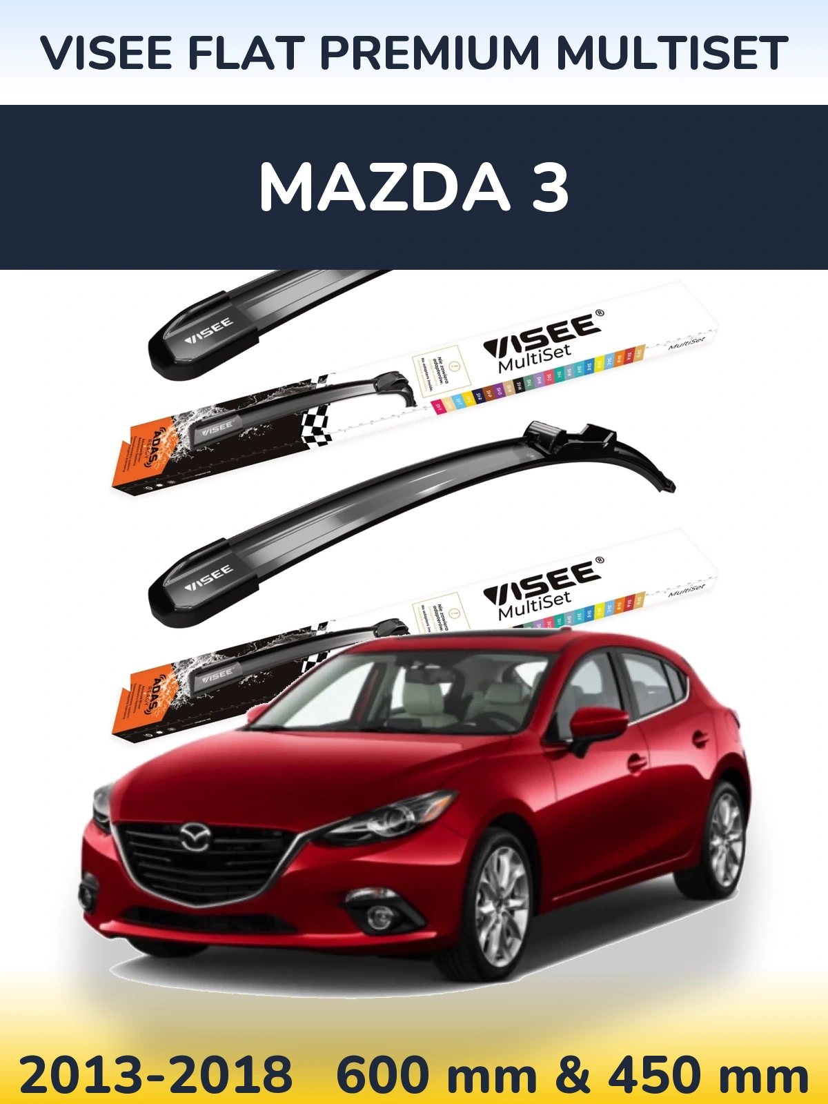 Torkarblad VISEE FLAT PREMIUM MultiSet för Mazda 3