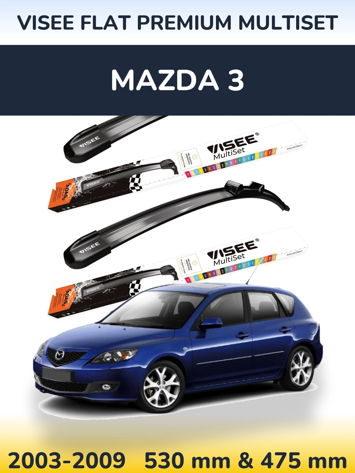 Torkarblad VISEE FLAT PREMIUM MultiSet för Mazda 3