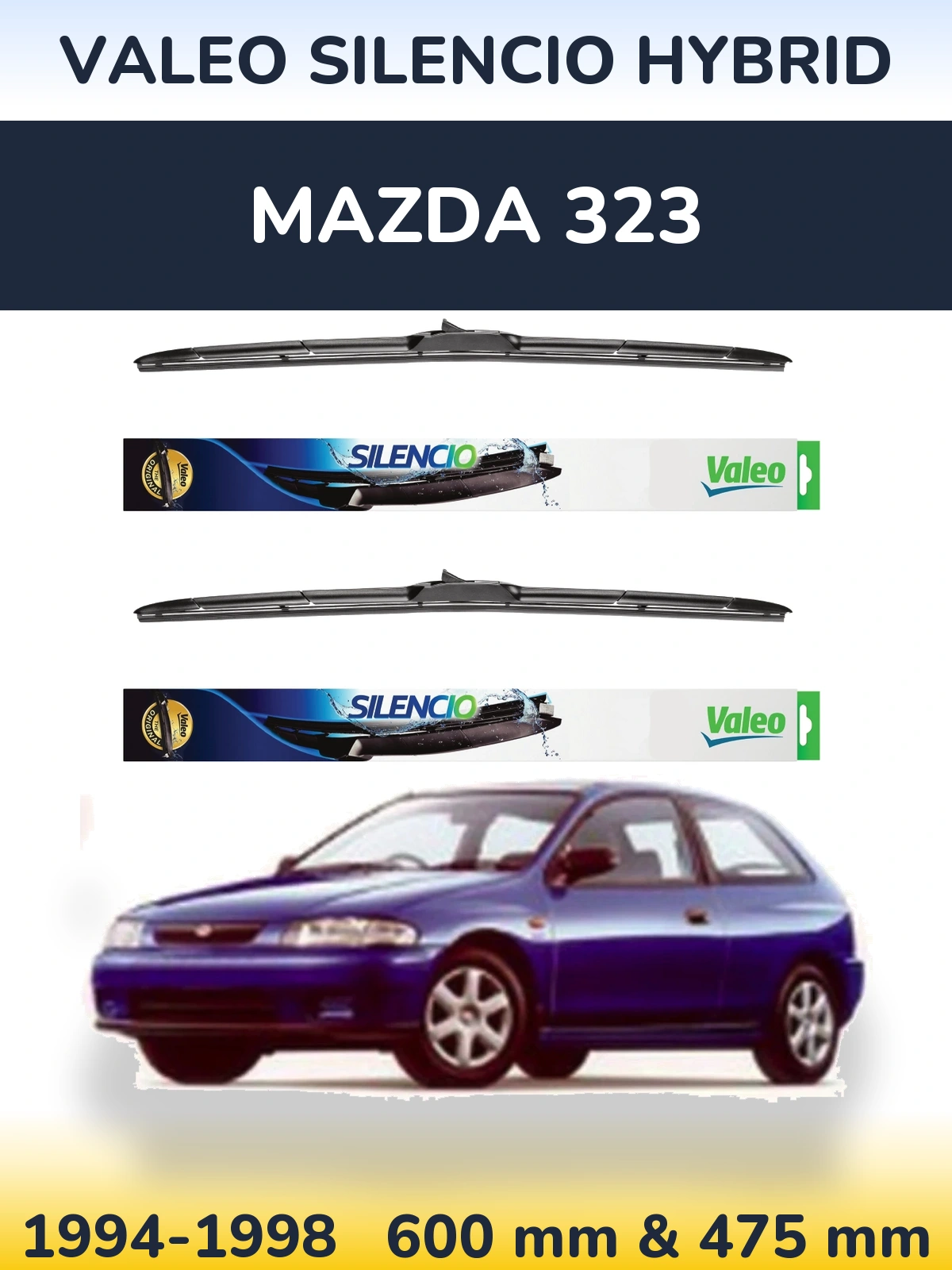 Torkarblad Valeo Silencio Hybrid för Mazda 323