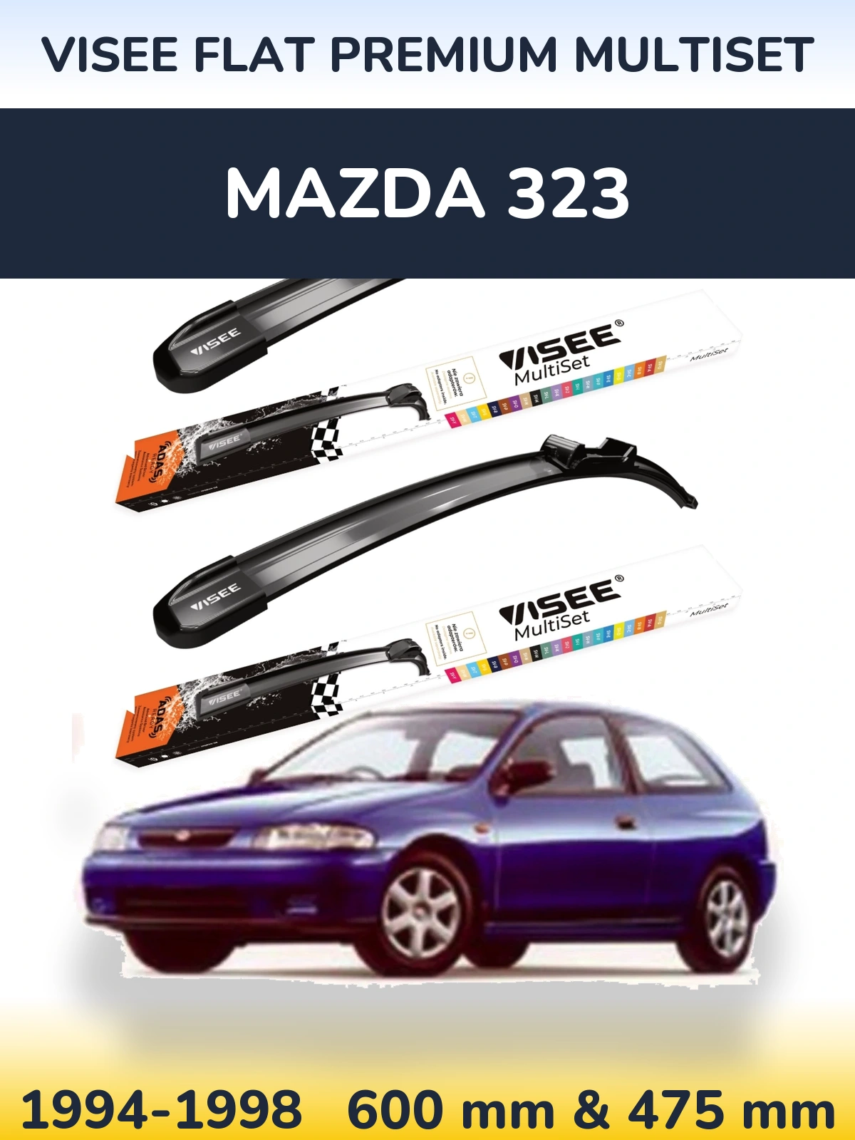 Torkarblad VISEE FLAT PREMIUM MultiSet för Mazda 323