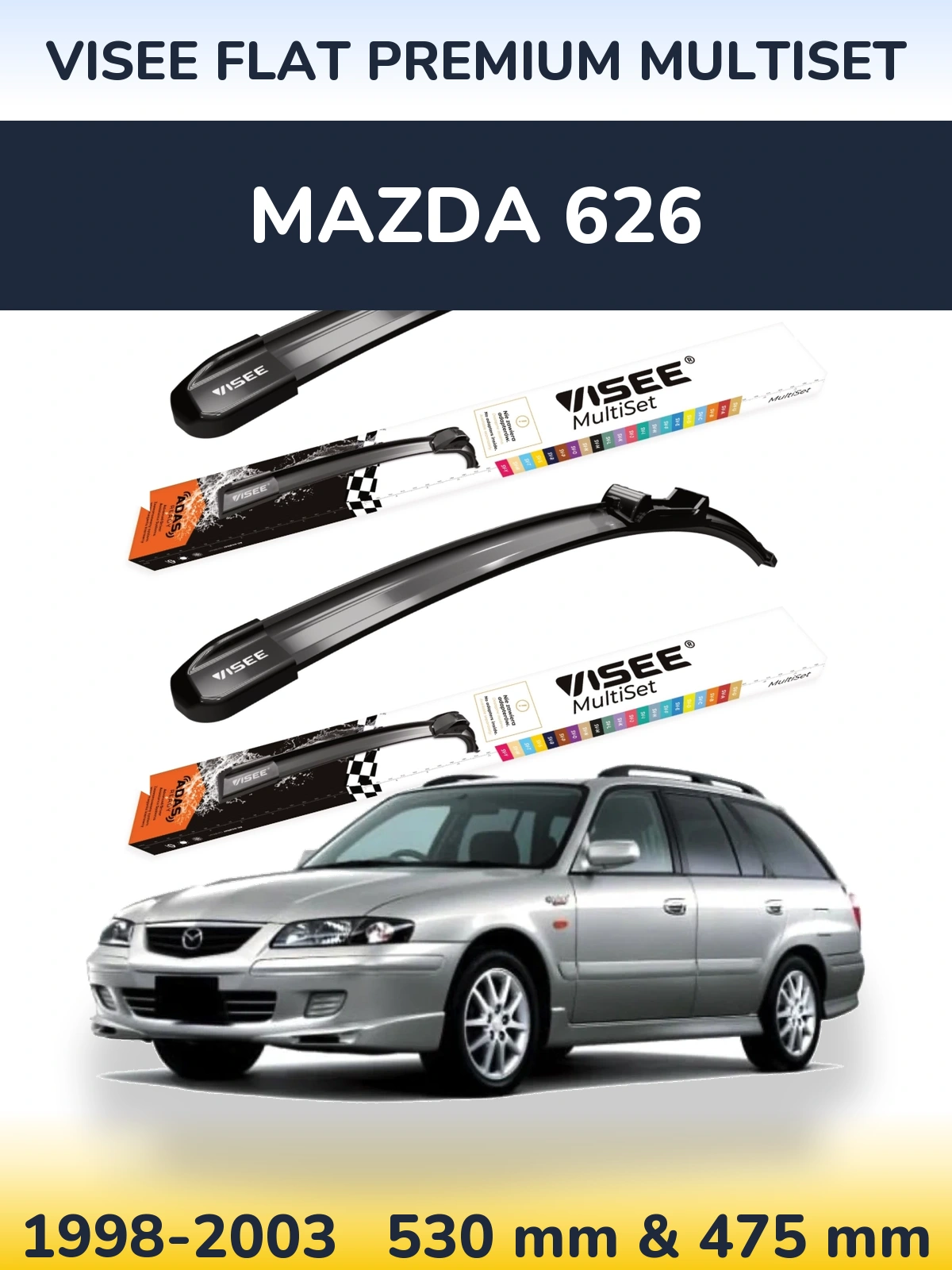 Torkarblad VISEE FLAT PREMIUM MultiSet för Mazda 626