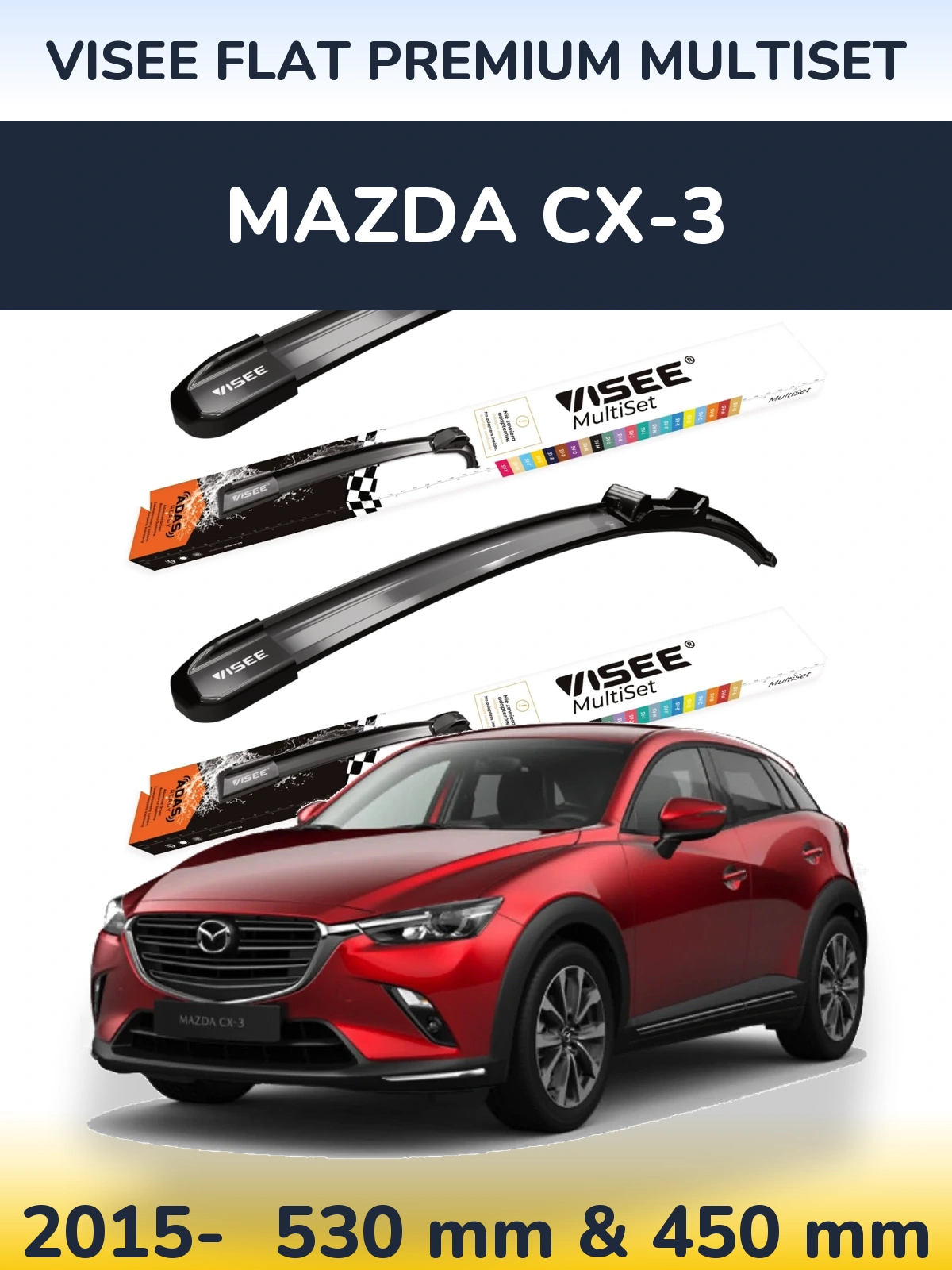 Torkarblad VISEE FLAT PREMIUM MultiSet för Mazda CX-3