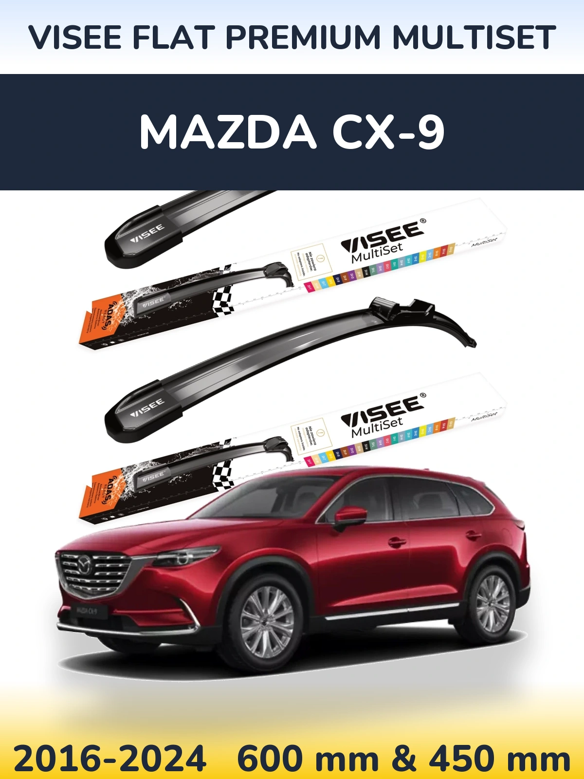 Torkarblad VISEE FLAT PREMIUM MultiSet för Mazda CX-9