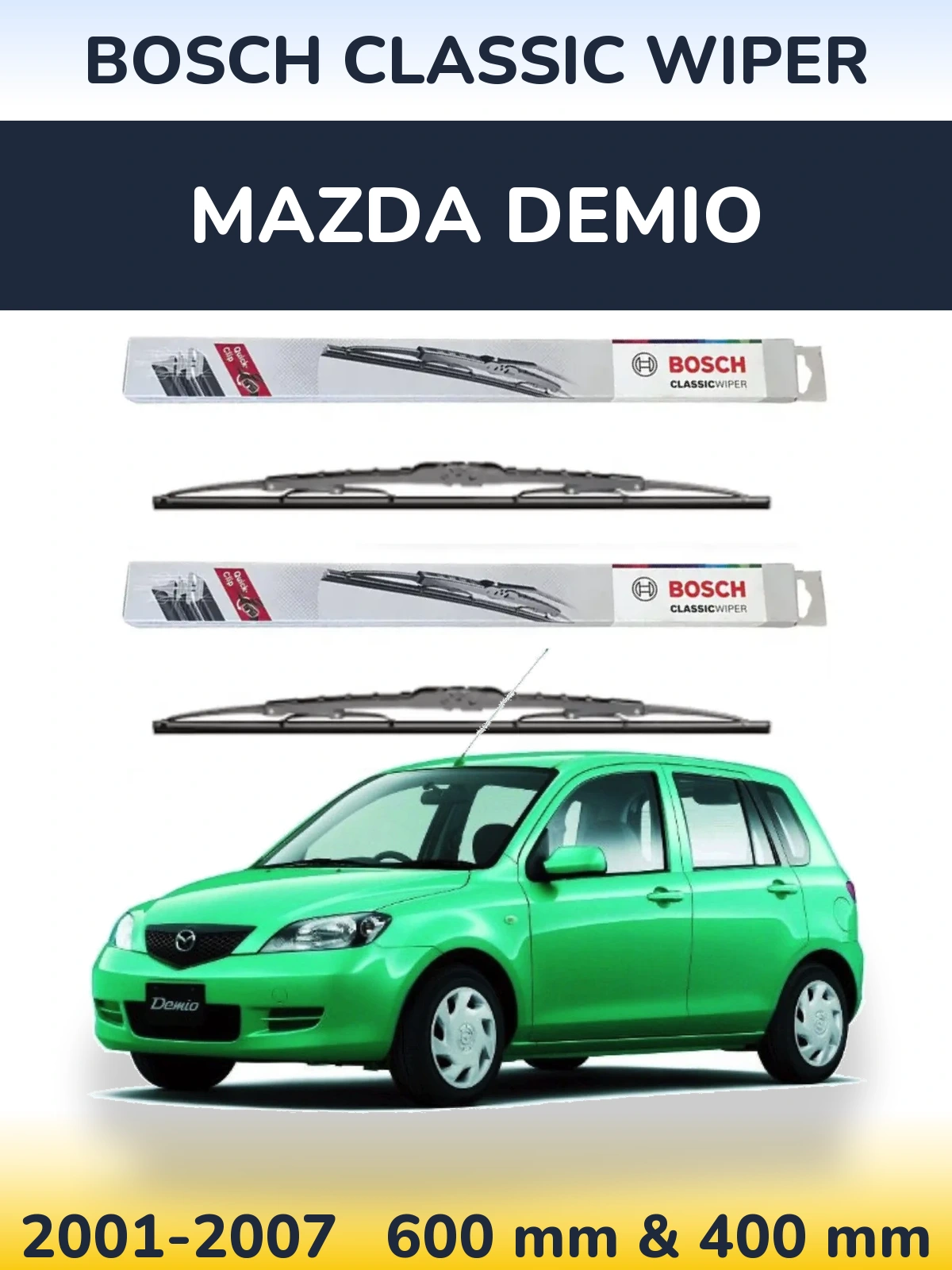 Комплект передних дворников BOSCH Classic Wiper 600 & 400 мм для Mazda Demio 2001-2007