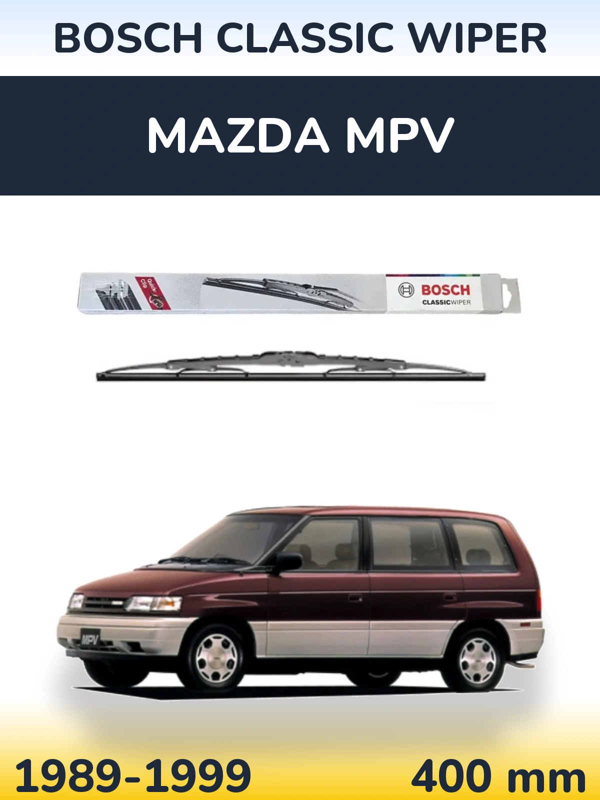 Rear wiper blade BOSCH Classic Wiper 400 mm for Mazda MPV 1989-1999