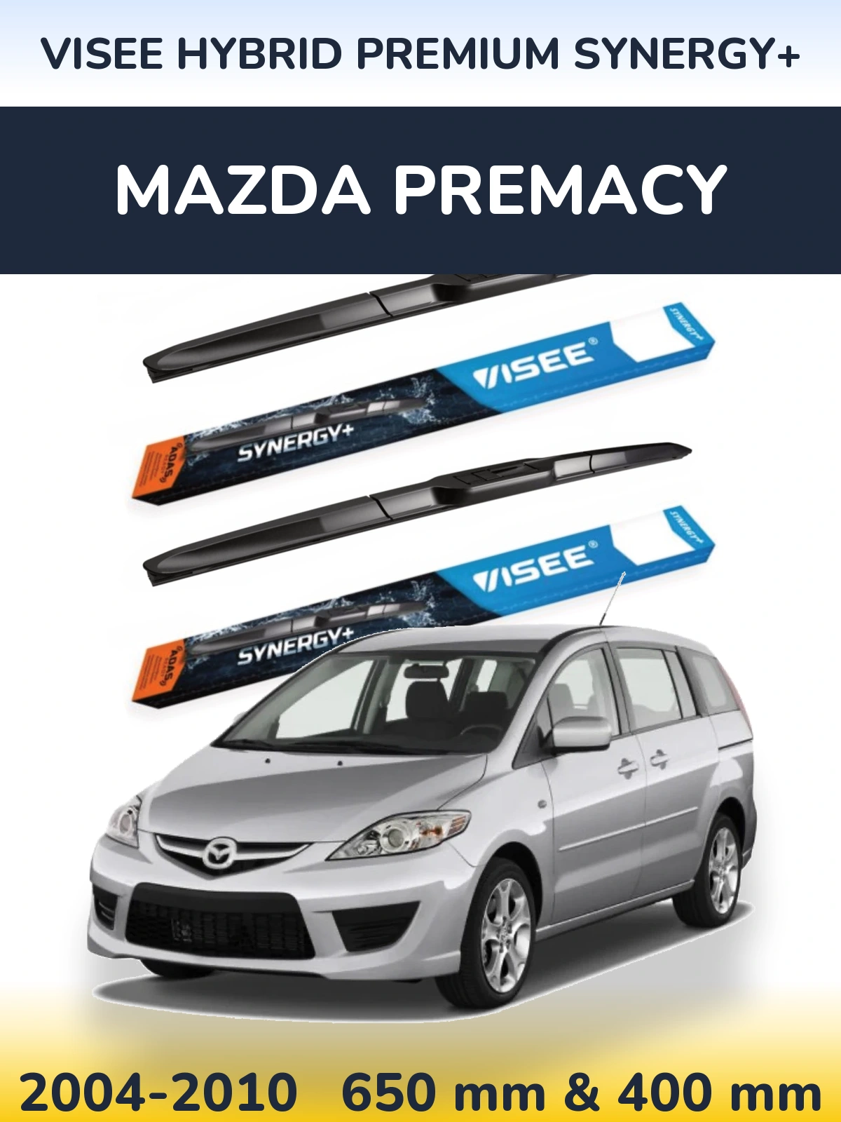 Комплект передніх щіток VISEE HYBRID PREMIUM SYNERGY+ 650 & 400 мм для Mazda Premacy 2004-2010