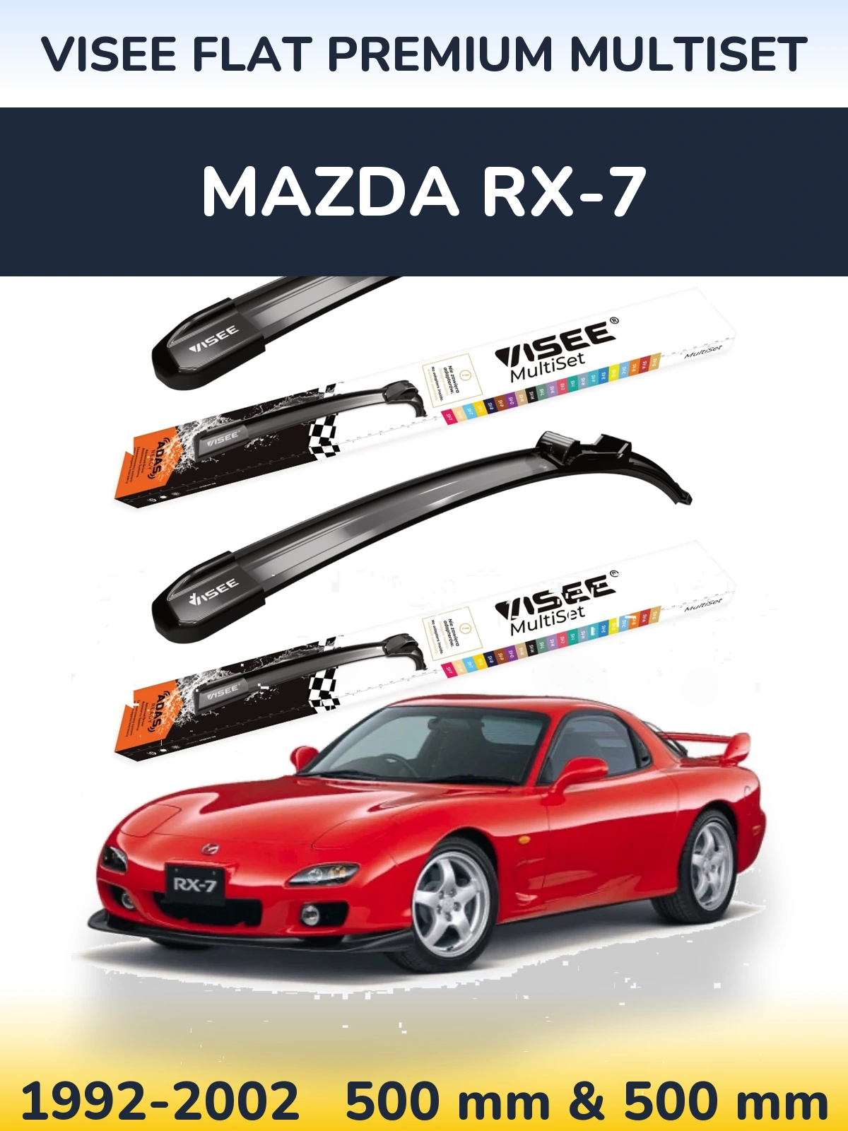 Torkarblad VISEE FLAT PREMIUM MultiSet för Mazda RX-7