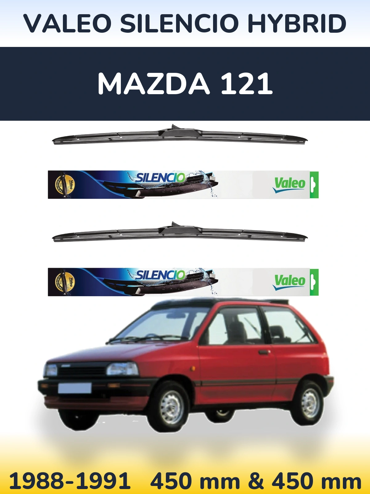 Torkarblad Valeo Silencio Hybrid för Mazda 121