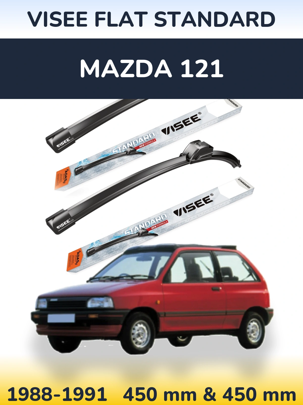 Комплект передніх щіток VISEE FLAT STANDARD 450 & 450 мм для Mazda 121 1988-1991