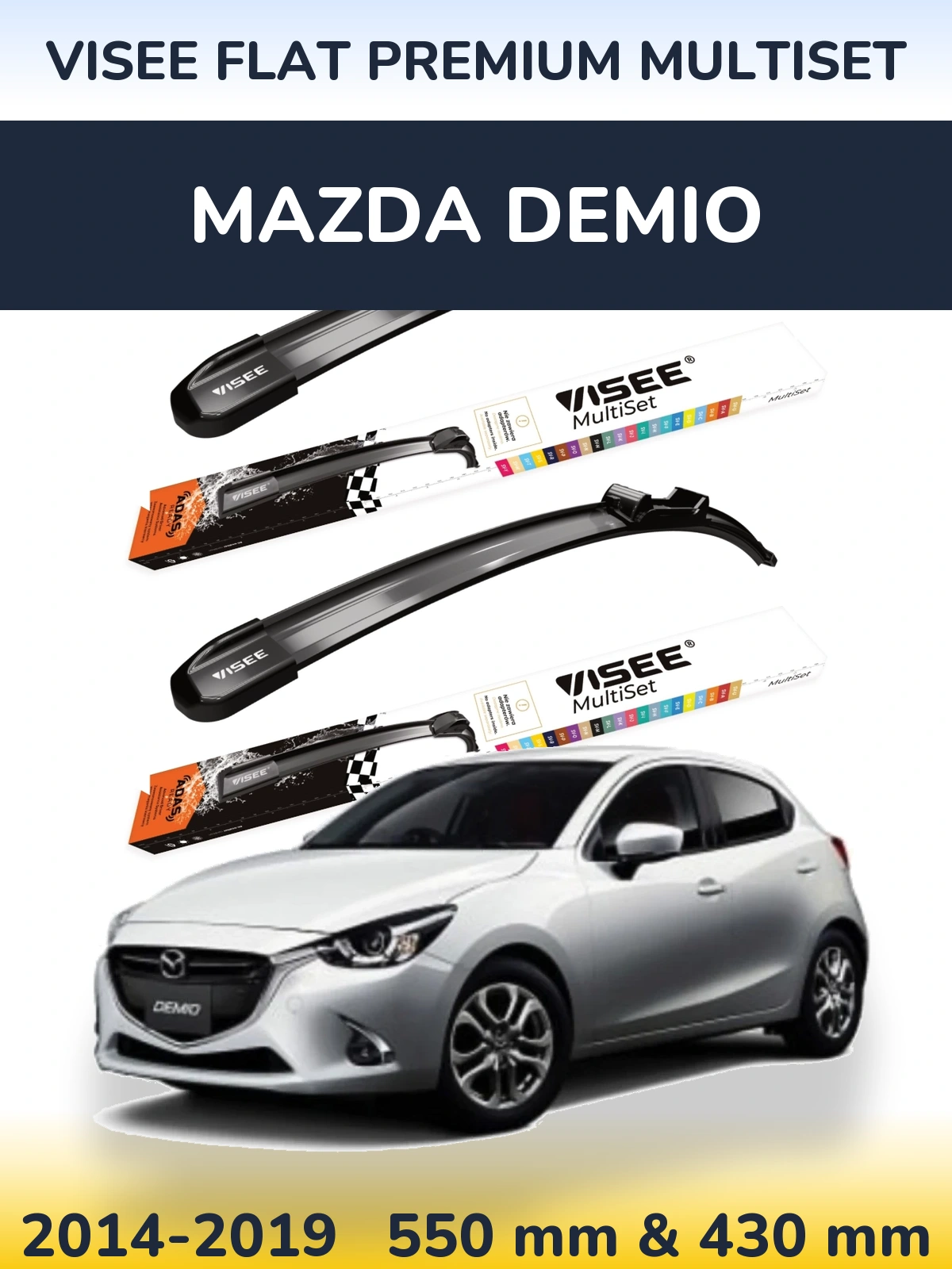 Torkarblad VISEE FLAT PREMIUM MultiSet för Mazda Demio