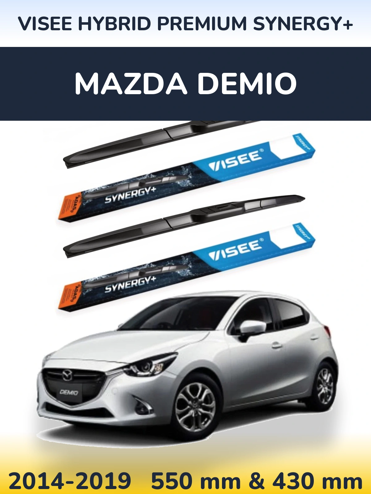 Комплект передніх щіток VISEE HYBRID PREMIUM SYNERGY+ 550 & 430 мм для Mazda Demio 2014-2019