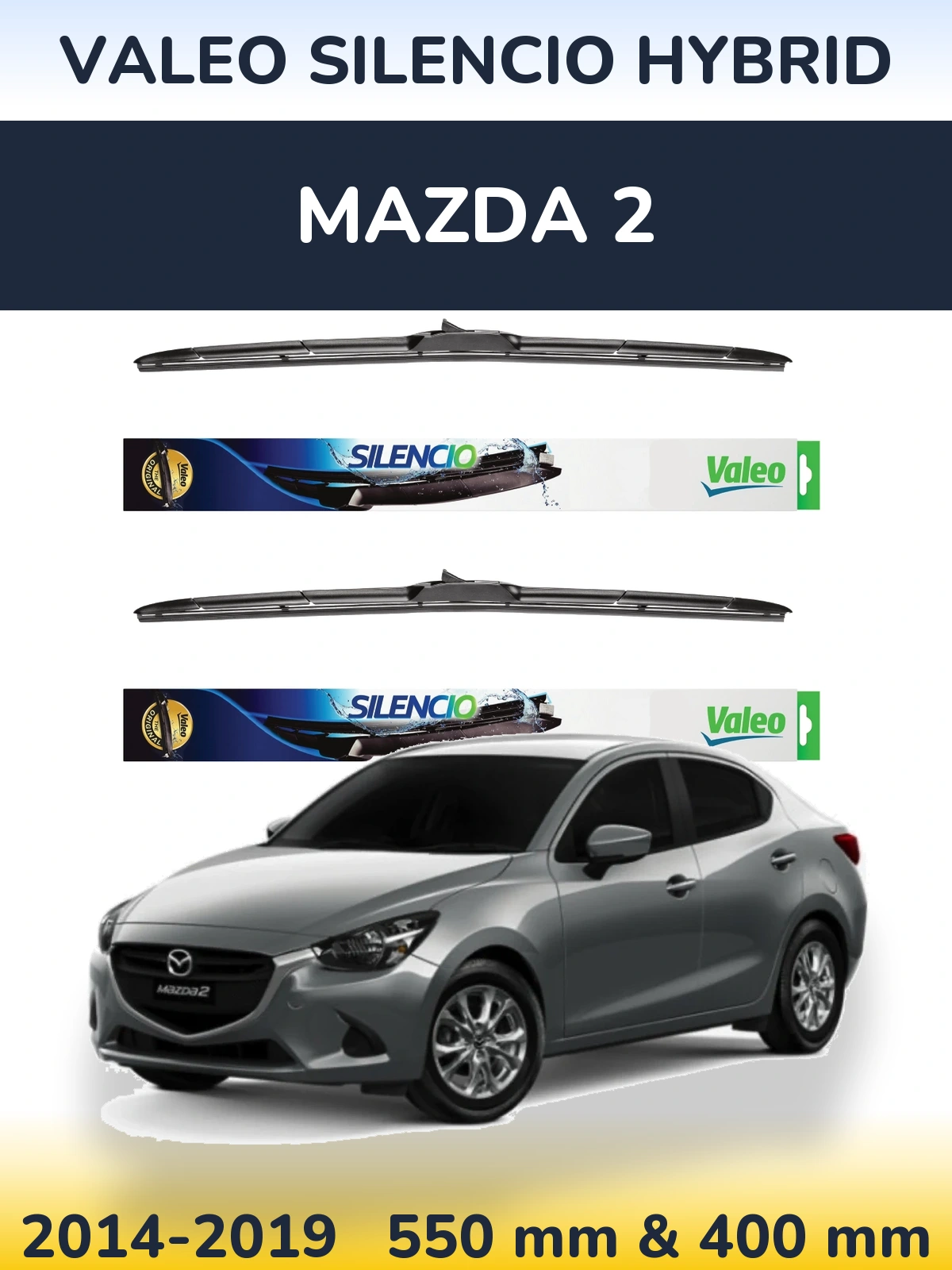 Комплект передніх щіток Valeo Silencio Hybrid 550 & 400 мм для Mazda 2 2014-2019